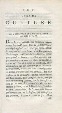 Over den staat der culture inzonderheid op Java