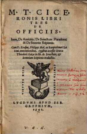 M. T. Ciceronis Libri Tres De Officiis
