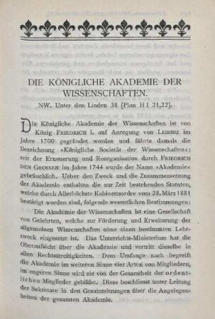 Die Königliche Akademie der Wissenschaften