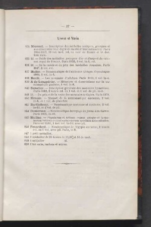 Livres et Varia