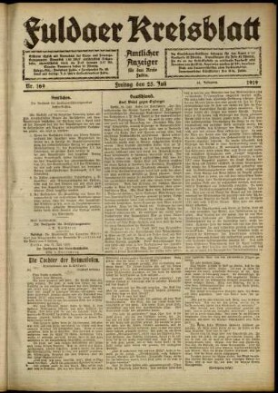 Ausgabe vom Freitag, den 25. Juli 1919.