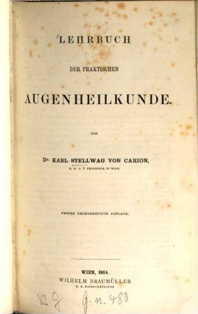 Lehrbuch der praktischen Augenheilkunde