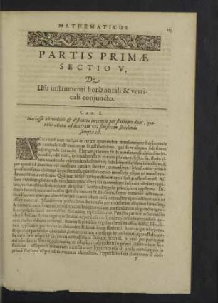 Partis primae Sectio V.