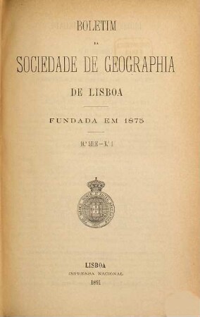 Boletim da Sociedade de Geográfia de Lisboa. 10. 1891