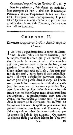 Chapitre II. Comment s'engendrent les Vers dans le corps de l'homme