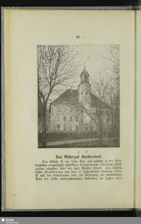 I. Das Rittergut Burkersdorf