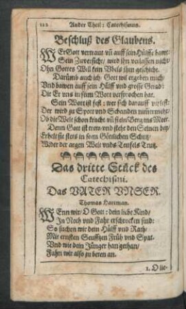 Das dritte Stück des Catechismi. Das Vater Unser.