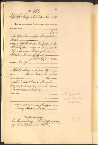 Standesamtsbuch der Stadt Aschaffenburg: Geburten 365/1900 - 184/1901