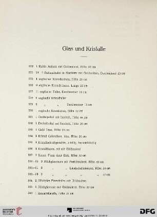 Glas und Kristalle (Nr. 572-606)