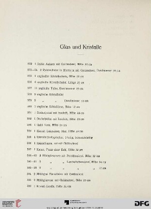 Glas und Kristalle (Nr. 572-606)