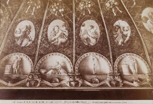 Antonio Allegri da Correggio: Allegorische Figuren und Putten, Detail des Deckenfreskos der Camera della Badessa, Monastero di San Paolo, Parma