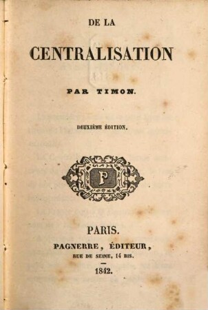 De la centralisation : Par Timon