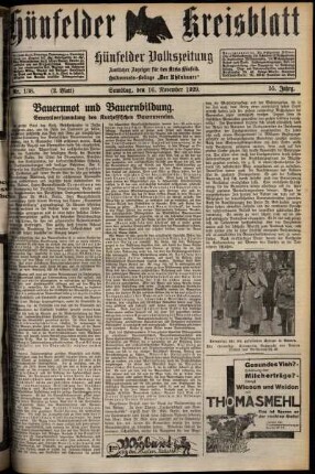 Zweite Ausgabe vom Samstag, den 16. November 1929.