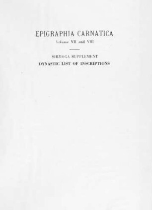 Dynastic List of Inscriptions