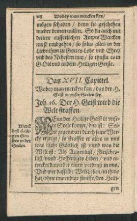 Das XVII. Capittel. Wobey man mercken kan/ das der Geist in unser Seelen sey.