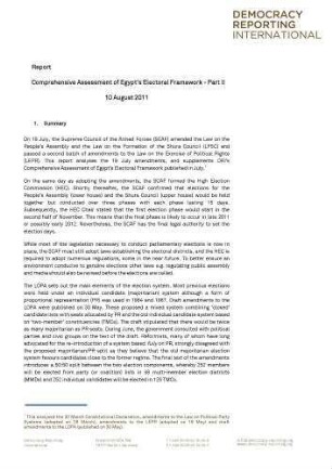 Comprehensive assessment of Egypt's electoral framework - part II