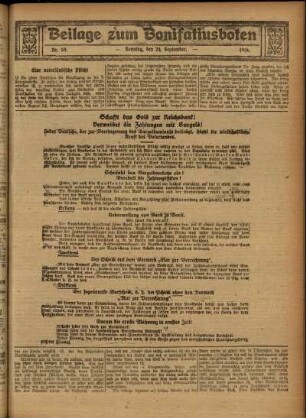 Zweite Ausgabe vom Sonntag, den 24. September 1916.