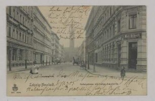 Leipzig-Neustadt, Hedwigstrasse mit Heilige-Kreuzkirche