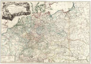 L' Empire D'Allemagne Divisé Par Cercles Et En Ses Differens Etats, Avec Les Pays Limitrophes: Où l'on a distingué les Places Fortes et les Ports, avec les Routes des Postes.