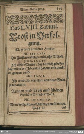 Das LVIII. Capittel. Trost in Verfolgung