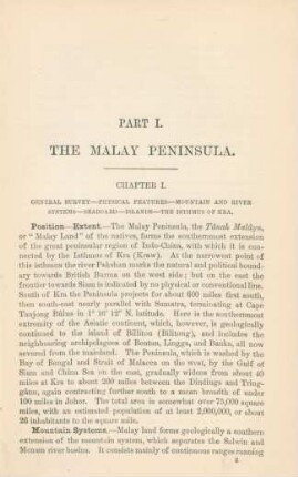 Part I. The Malay Peninsula