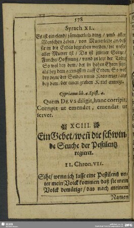 XCIII. Gebet, wenn die Pestilenz regieret