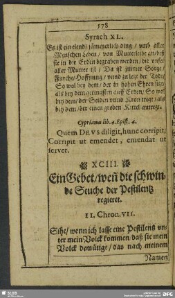 XCIII. Gebet, wenn die Pestilenz regieret