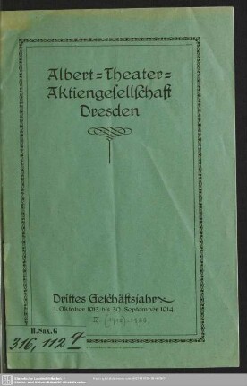 3.1913/14: Geschäftsjahr