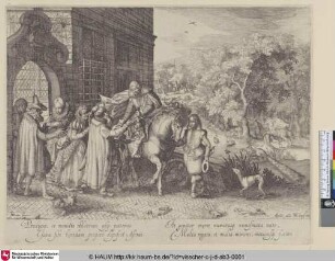 [Der verlorene Sohn verlässt das Haus seine Vaters; The prodigal son leaving his father's house]