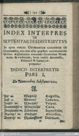 Index Interpres In Septem Partes Distributus