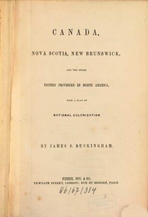 Canada, Nova Scotia, New Brunswick and the other British provinces in North America