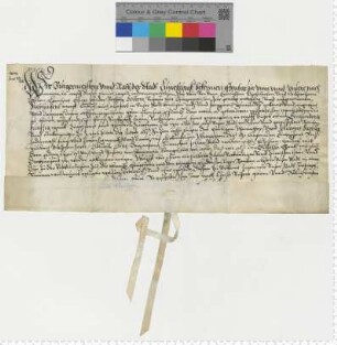Bürgermeister und Ratsmannen verkaufen einen Zins von 150 Mark für 3000 Mark an Bürgermeister Dr. Leonhart Elver.