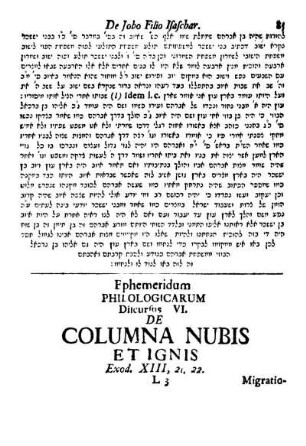 Dirscurs VI. De Columna nubis & ignis.