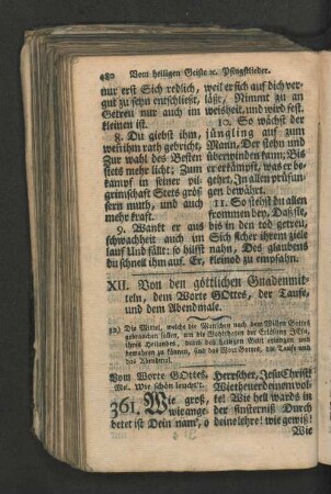 XII. Von den göttlichen Gnadenmitteln, dem Worte Gottes, der Taufe, und dem Abendmale.