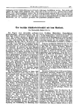 Der deutsche Schülerbriefwechsel mit dem Ausland : [Nichtamtlicher Teil]