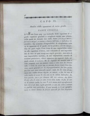 Capo II. Analisi delle equazioni di terzo grado.