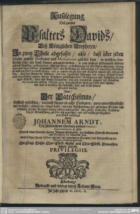 Der Psalter. Dess Königlichen Propheten Davids