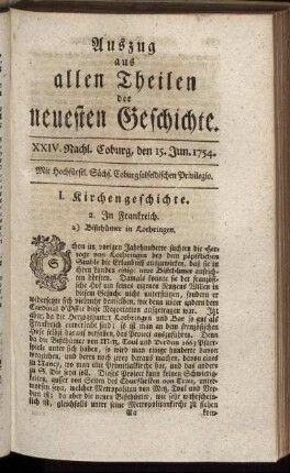 XXIV. Nachl. Coburg, den 15. Jun. 1754.
