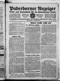 Paderborner Anzeiger : Lokal- und Heimatzeitung für das gesamte Paderborner Land : Tageszeitung für Jedermann : Publikationsorgan vieler Behörden