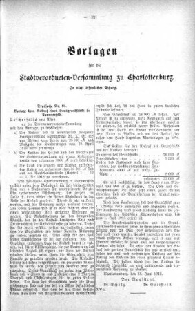 In nicht öffentlicher Sitzung. (91.), 19. Juni 1918