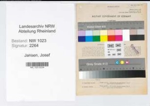 Entnazifizierung Josef Jansen , geb. 25.10.1900 (Postschaffner)