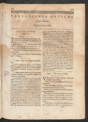 Pars Secunda Optices, Quae dicitur Optica specialis.