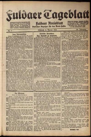 Ausgabe vom Mittwoch, den 04. Januar 1922.