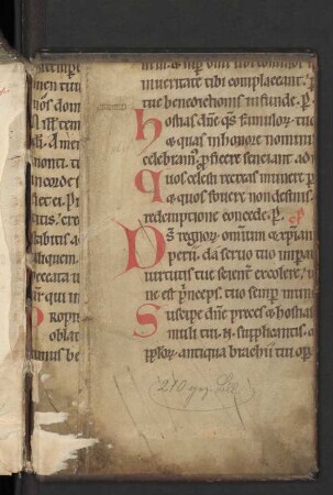 Sacramentarium (Fragment, 12. Jh., s. Fragment im vorderen Spiegel)