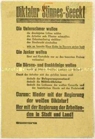 Flugblatt gegen den Ausnahmezustand in Deutschland