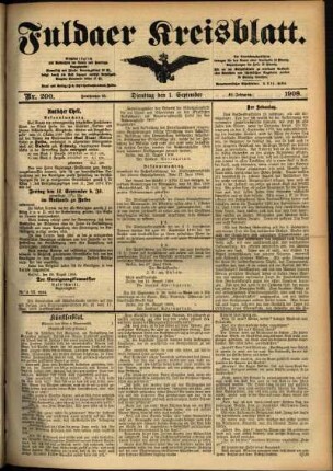 Ausgabe vom Dienstag, den 01. September 1908.