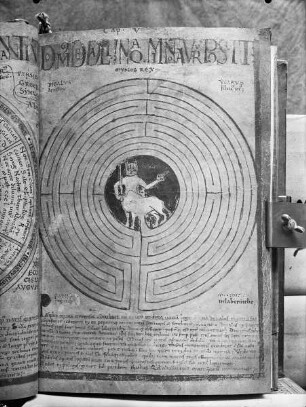 Liber Floridus Lamberti Canonici — Labyrinth mit Minotaurus, Folio 20