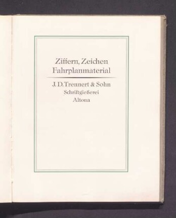 Ziffern, Zeichen Fahrplanmaterial