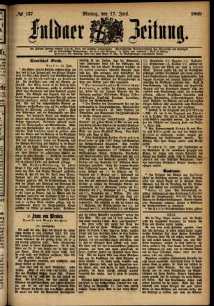 Ausgabe vom Montag, den 17. Juni 1889.
