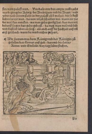 Wie Fortunatus dem Künig und der Künigin zu gefallen drey kleynat auß gab/ ...
